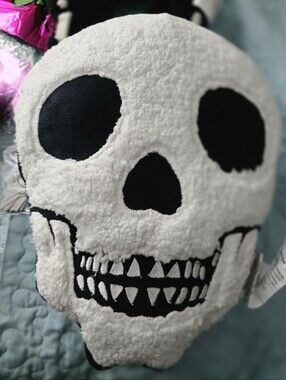 Halloween Skull Plush Throw Pillow -  Accent